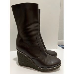 Castaner Chocolate Brown Leather Wedge Boot - 38